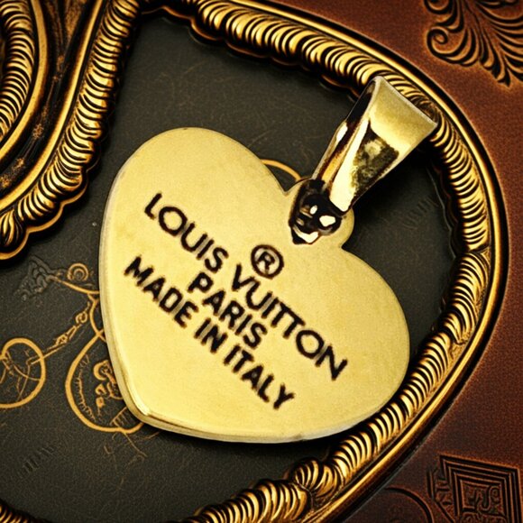 Louis Vuitton Heart Shaped Pendant | Repurposed Bag Tag | Mint Condition - Picture 10 of 13